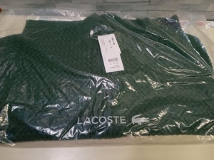 美品 LACOSTE ラコステ AH011J-99 バスケットニットジップアップ ニット サイズ4 グリーン 新品タグ付き