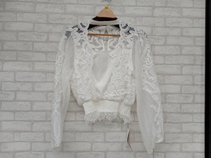 ☆ Belle Vintage ベル ヴィンテージ レディース Fサイズ ホワイト ブラウス レース シースルー ショート丈 タグ付き