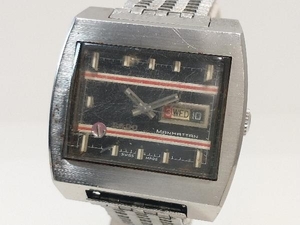 【1円】ジャンク 稼働 RADO ラドー マンハッタン デイデイト ブラック文字盤 シルバー SS 自動巻き メンズ 腕時計 MANHATTAN
