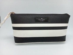 kate spade H6RU0183 ポーチ 白黒 ボーダー ケイトスペード