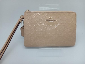 COACH ミニシグネチャー F55206 リストレット ポーチ ベージュ レザー