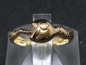 K18 18金 YG ヘビ 蛇 デザイン リング 指輪 イエローゴールド 2.5g #10 店舗受取可