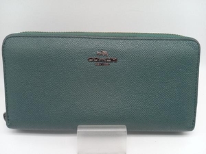 COACH コーチ 55857 長財布 ラウンドファスナー グリーンカラー統一デザイン オープンポケット カード入れ 小銭入れあり