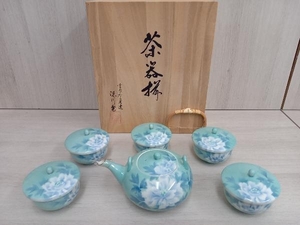 【美品】深川製磁 白牡丹 土瓶茶器揃 五客 宮内庁御用達