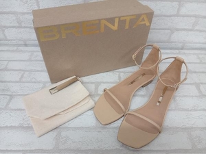 BRENTA 22-093-230-0017-1-0b renta car strap sandals beige lady's 37.5 Flat napa Italy made 