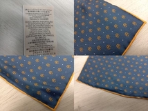 GUCCI ダブルG＆ポルカドット シルク ポケットチーフ ネイビー ハンカチ 箱付き 約41cm×41cm_画像4