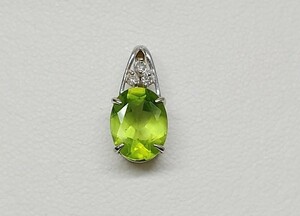 K18WG peridot 1.87ct diamond 0.05ct gross weight approximately 0.9g top so-ting card attaching top only white gold 750 18 gold jewelry 