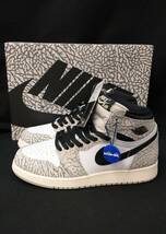 [黒タグ付・未使用] NIKE GS AIR JORDAN 1 AJ1 WHITE CEMENT ガールズ ジョーダン ホワイト セメント 白セメ 24.5cm FD1437-052 店舗受取可_画像1