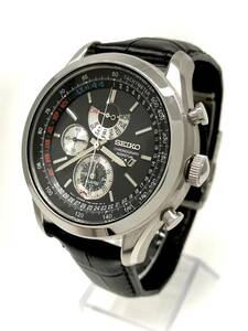 SEIKO セイコー クォーツ 腕時計 7T86-0AE0 ANA限定 コラボ メンズ クロノグラフ 黒文字盤 ブラック パーペチュアル デイデイト
