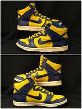 NIKE DUNK HI VINTAGE MICHIGAN ダンク ハイ ミシガン 98年 復刻 26cm スニーカー イエロー ネイビー 黄 紺 630335-471 観賞用 店舗受取可_画像4