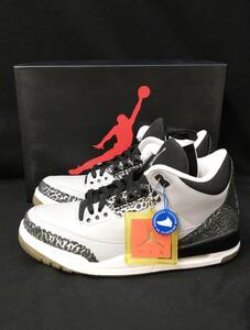 [黒タグ付・未使用] NIKE AIR JORDAN 3 RETRO AJ3 WOLF GREY ジョーダン ウルフグレー 28cm スニーカー 黒 銀 630335-471 店舗受取可