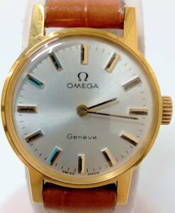 稼働品　OMEGA　Geneve ジュネーヴ　手巻き　シルバー文字盤　レディース腕時計　店舗受取可