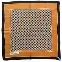 イヴ サンローラン スカーフ オレンジ ブラウン チェック クリーニング済み 美品 シルク 100％ 中古 YVES_画像2