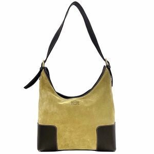 ロエベ セミショルダー バッグ ベージュ ブラウン アナグラム 美品 ショルダー スエード レザー 中古 LOEWE