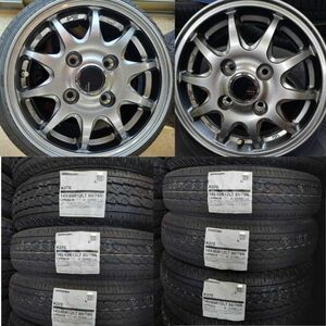 【2023年製】ブリヂストン K370 145/80R12 80/78+JP202 4本総額 40400円 タイヤ+アルミホイール ４本セット　車検対応 JWL-T規格