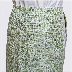［LOUNIE］緑白ラメ入り織り込み総柄スカート グリーン レディース ルーニィ 日本製 40 L～LL位 ☆送料込みの画像8