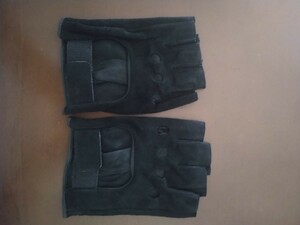  new goods unused sheepskin black driving gloves size L(24) half finger type 