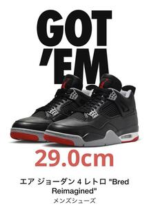 【新品未使用】Nike Air Jordan 4 Retro Bred Reimagined 29.0cm メンズ スニーカー　ナイキ エアジョーダン4 レトロ　FV5029-0006