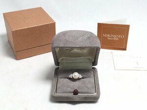 美品【MIKIMOTO】ミキモト リング 指輪 8号 パール 約8.3mm ダイヤモンド pt950 刻印 プラチナ アコヤ真珠 あこや 重量5g