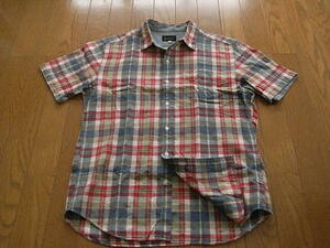 TKミクスパイス（タケオキクチ）かっこいい半袖ドレスシャツ　ネイビー＆レッド　チェック　サイズM