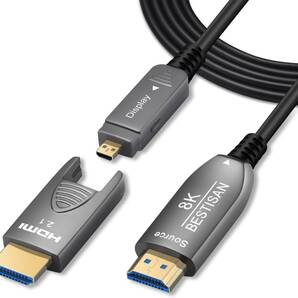 8K BESTISAN 配管用脱着式 HDMI AOCケーブル 8K 光ファイバーHDMIケーブル 30m HDMI 2.1 ケーブル 48Gbps 超高速伝送 8K@60Hz/4K@120Hz