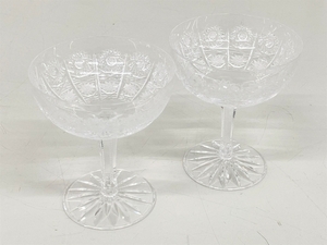 【1円】 デザートグラス 直径 約9.4cm ペア ガラス細工 工芸 グラス 食器 中古 K8497574