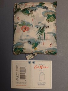 キャスキッドソン Cath Kidston エコバッグ 折りたたみ式トート型 税込2530円 WARM CREAM / BATHING FROGS クリーム系＋カエル