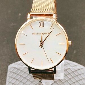 【動作品】melissapetit メリッサプティ 腕時計 2針 シェル文字盤 ゴールド色 レディース 時計 とけい トケイ アクセ ブレス時計