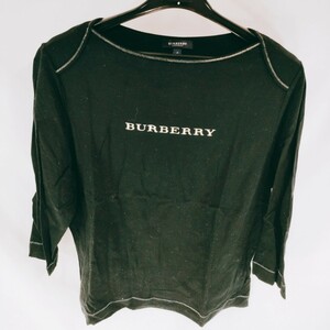 【美品】BURBERRY LONDON バーバリー ロンドン 長袖Tシャツ 七分丈 サイズ5 長袖シャツ 無地 ロゴ ブラック シャツ Tシャツ A-3