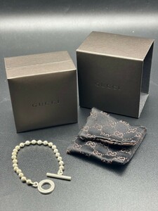 ★GUCCI グッチ sv925 シルバー925 SV ブレスレット バングル ボールチェーン アクセサリー ジュエリー 保存袋ケース付き S226