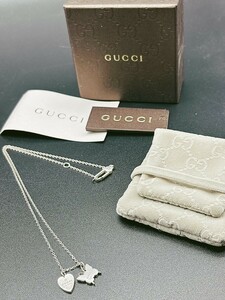 ★GUCCI グッチ sv925 シルバー925 SV ネックレス ペンダント アクセサリー ジュエリー チャーム ハート パピヨン バタフライ 蝶々 s225