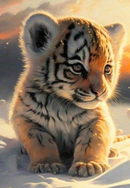 新品ダイヤモンドアート20×30可愛い虎の赤ちゃん　トラの子ども　作成キット 猫 ネコ