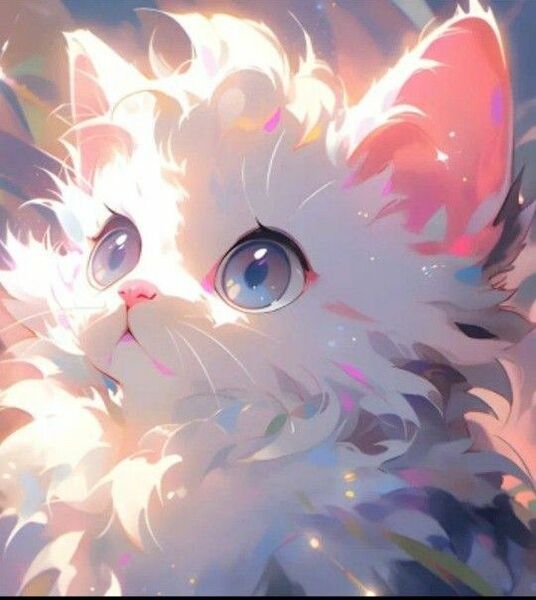 新品ダイヤモンドアート20×20 ☆no.4 可愛すぎの子猫ちゃん　ホワイトキャット　ネコさん 作成キット　アニメ