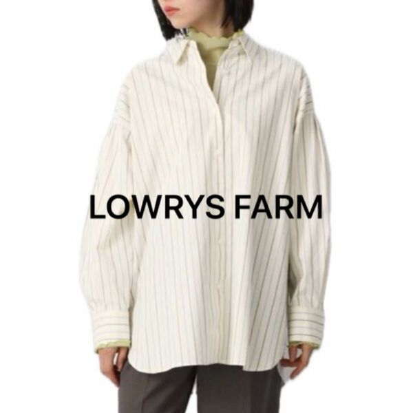 LOWRYS FARMローリーズファーム ストライプオーバーシャツＬＳ　綿100% 長袖シャツ　レディース　大人カジュアル