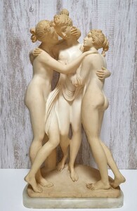 ギリシャ神話 三美神 女神像 オブジェ 置物 インテリア アンティーク 女神 裸婦 模刻 西洋美術 約13kg 高さ約58cm 大理石？