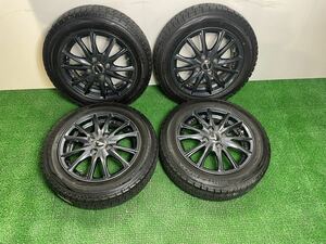 1円スタート HOT STUFF WAREN W05 DUNLOP WINTERMAXX WM02 15インチ 4.5J+45 PCD100 4穴 4H 155/65R14 スタッドレス バリ溝 タント NBOX 等