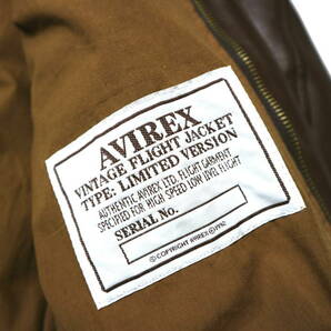 概ね美品/LIMITED VERSION！◆USA製 AVIREX アヴィレックス A-2 レザージャケット◆40（Lサイズ相当：身長178-180センチ位）の画像8