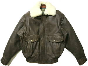 程度良好！◆FLIGHT JACKET USA 衿ボア 羊革 中綿入り レザージャケット◆Mサイズ（身長170-172センチ位、ウエスト83まで）