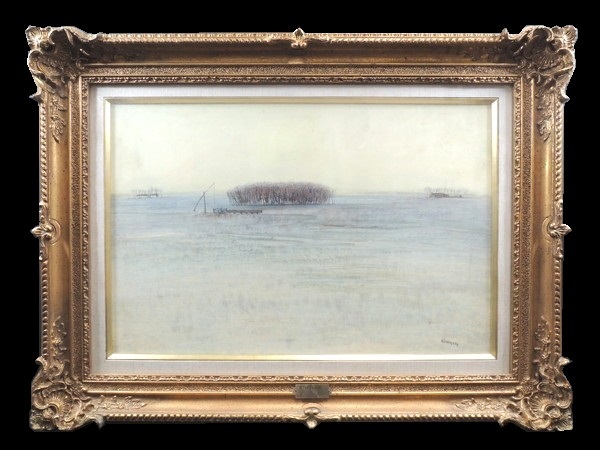 Authentic work/István Kurtz/ Snowy Field /Oil painting/Approx. 12 size/Framed item/Gekkosou handling/Hungarian contemporary painting/Common frame/Common sticker included/Oil painting/Landscape painting/Artwork by artist/Artwork, painting, oil painting, Nature, Landscape painting