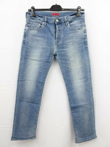 超美品 【レッドカード RED CARD】ヴィンテージ加工 ストレッチ スキニーデニムパンツ (メンズ) size32 インディゴブルー p69878■28MP9999