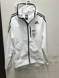 ★ adidas アディダス ジップアップパーカー スポーツ ゴルフ ナイロンジャケット ジャケット 白 サイズ L パーカー