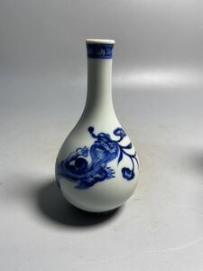 旧家蔵出 清朝期 陶磁器 景徳鎮製 文房具 青花 花瓶 花入 煎茶道具 中国古玩 唐物 中国美術 花道具