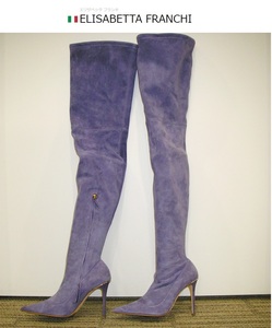 ELISABETTA FRANCHI (エリザベッタフランキ)　ロングブーツ　ニーハイブーツ　ブーツ　スエード　ヒールブーツ　紫　Knee-High Boots　