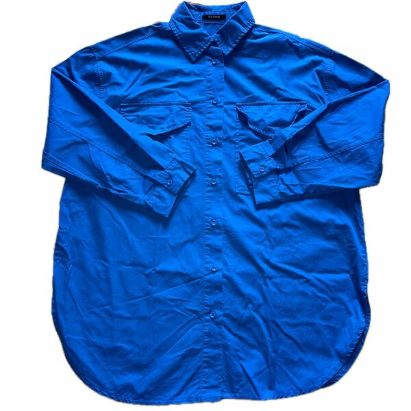 青 シャツ 長袖 
