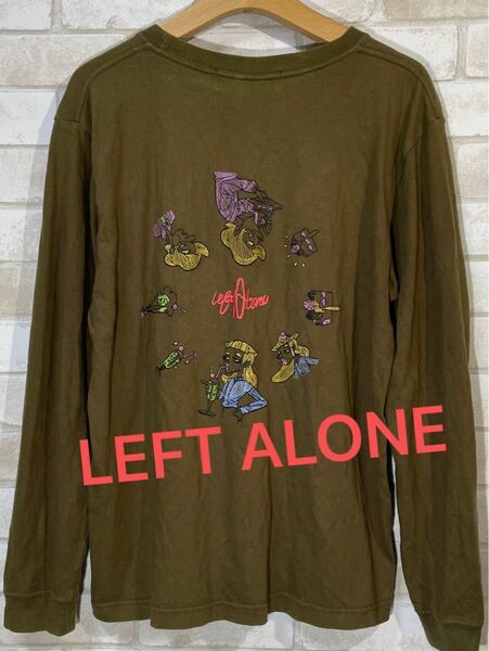 【LEFT ALONE】レフトアローン　刺繍　長袖Tシャツ ロンT