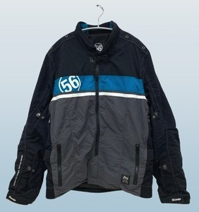 r2_2642k 56デザイン R-Line GP ジャケット オールシーズン はっ水 ライディングジャケット 黒×青/女性用/サイズM