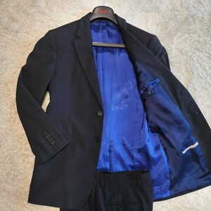 【裏地激チャラ】ポールスミス Paul Smith セットアップ スーツ The Byard ペイズリー柄 上下 2ボタン ネイビー 紺 48 Lサイズ相当 メンズ