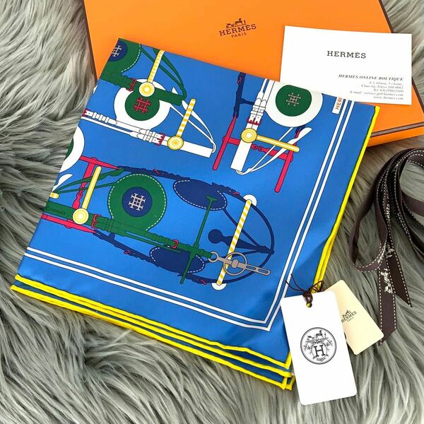 HERMES エルメス スカーフ カレ45 42×42 タグ付き ハンカチ