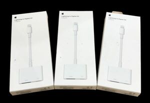 θ【新品未開封品/３点まとめ】Apple/アップル 純正 Lightning to Digital AVアダプター MD826AM/A デジタルAVアダプタ 完品 θ-603D