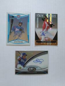 MLB　ENGEL BELTRE / PHILLIP EVANS / LEON LANDRY　直筆サインカード　3枚セット
